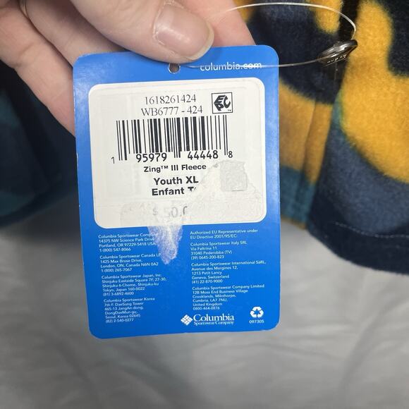 Columbia zing 3 fleece jacket youth XL NEW blue yellow casual outdoor colorful - Picture 4 of 6